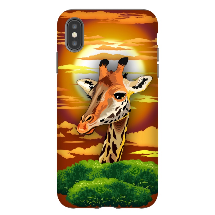 iPhone Xs Max StrongFit Giraffe on Wild African Savanna Sunset  by BluedarkArt