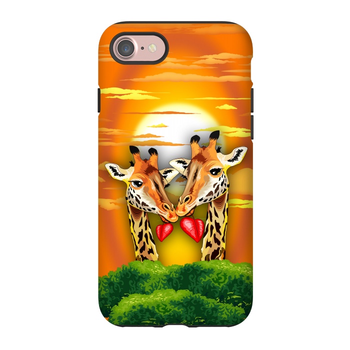 iPhone 7 StrongFit Giraffes in Love in Wild African Savanna Valentine's Day by BluedarkArt