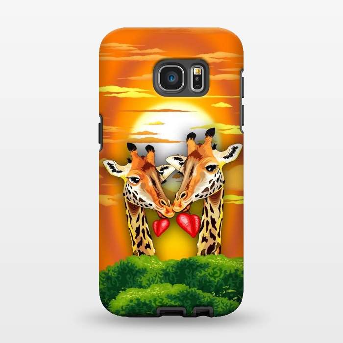 Galaxy S7 EDGE StrongFit Giraffes in Love in Wild African Savanna Valentine's Day by BluedarkArt