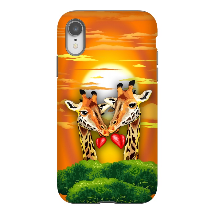 iPhone Xr StrongFit Giraffes in Love in Wild African Savanna Valentine's Day by BluedarkArt