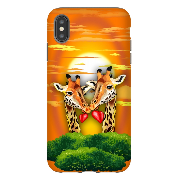 iPhone Xs Max StrongFit Giraffes in Love in Wild African Savanna Valentine's Day by BluedarkArt