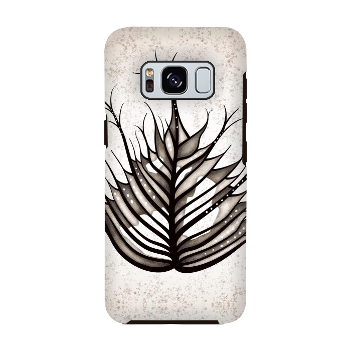 Galaxy S8 StrongFit Hairy Leaf Abstract Art In Sepia by Boriana Giormova