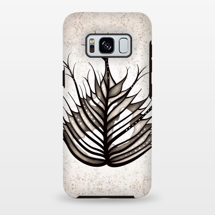 Galaxy S8 plus StrongFit Hairy Leaf Abstract Art In Sepia by Boriana Giormova