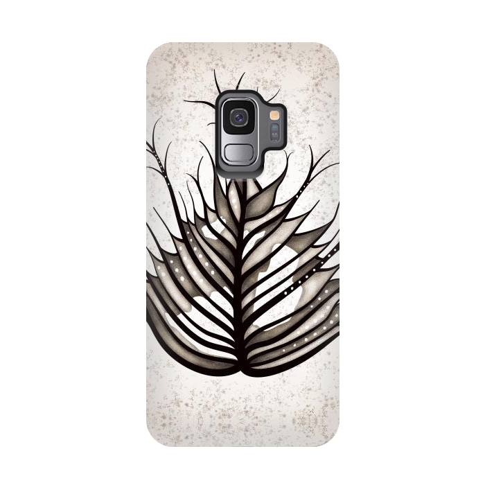 Galaxy S9 StrongFit Hairy Leaf Abstract Art In Sepia by Boriana Giormova