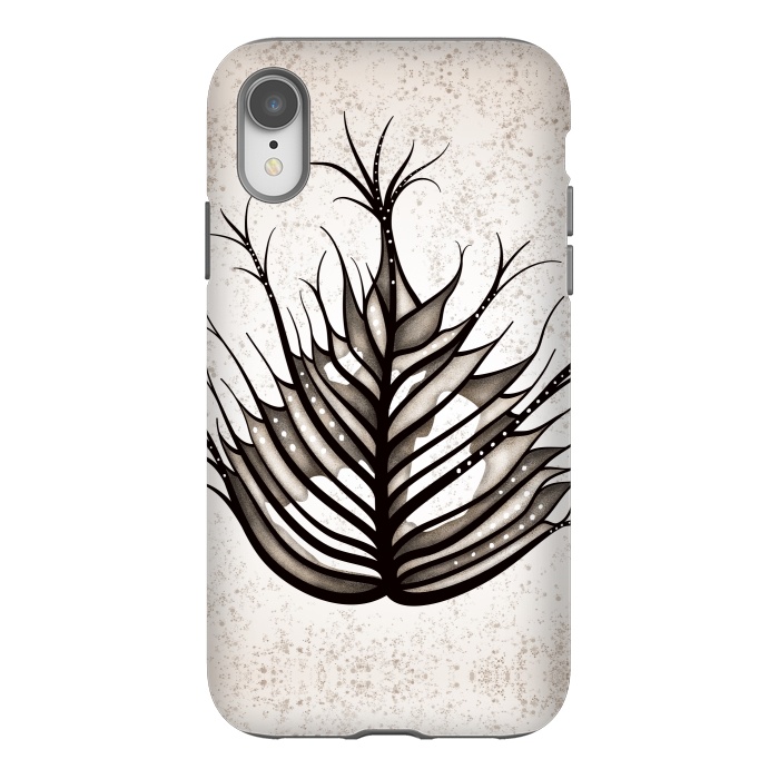 iPhone Xr StrongFit Hairy Leaf Abstract Art In Sepia by Boriana Giormova