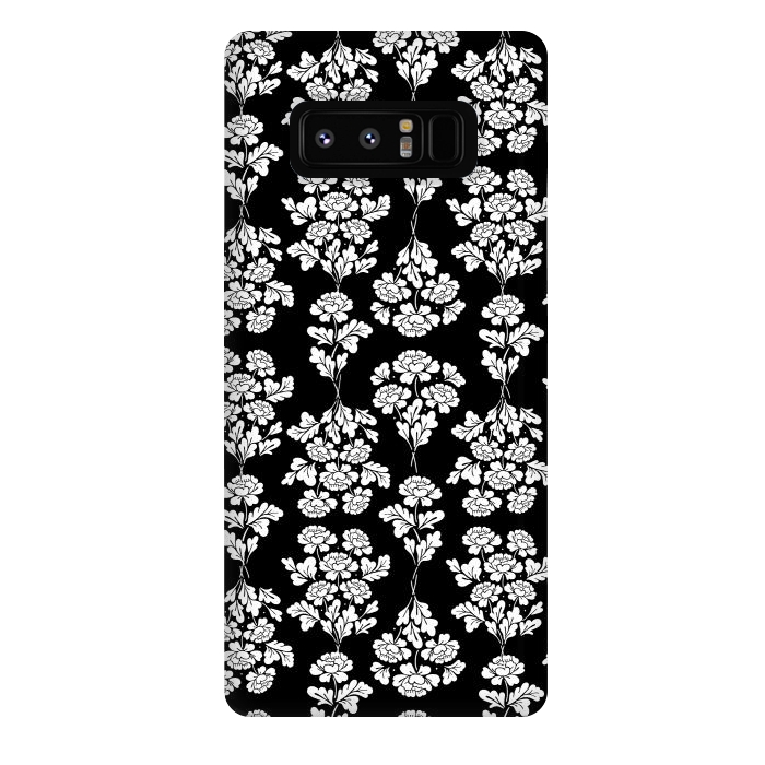 Galaxy Note 8 StrongFit Black Roses bouquet Pattern by Anis Illustration