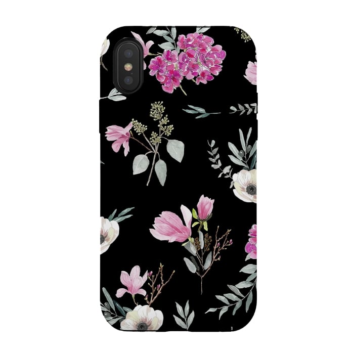 iPhone Xs / X StrongFit Magnolias, eucalyptus and anemones by Anis Illustration