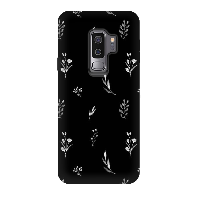 Galaxy S9 plus StrongFit Little Botanics in black by Anis Illustration