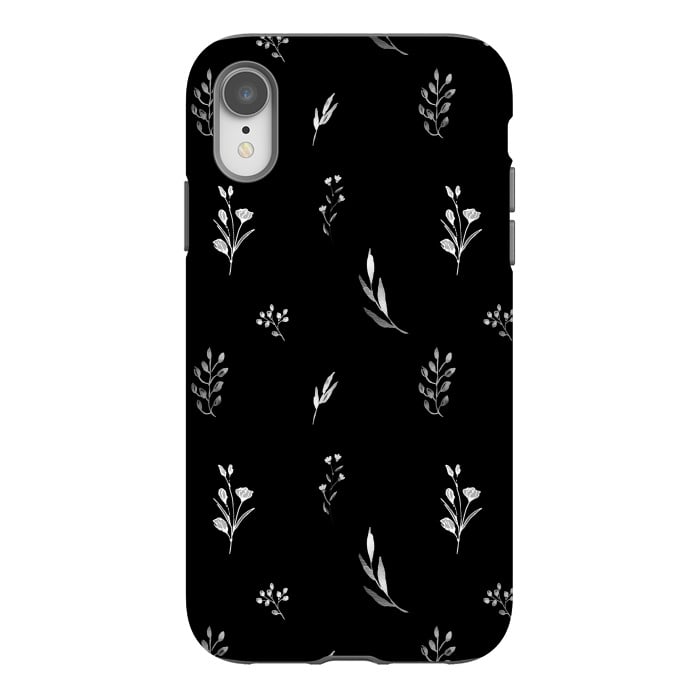 iPhone Xr StrongFit Little Botanics in black by Anis Illustration