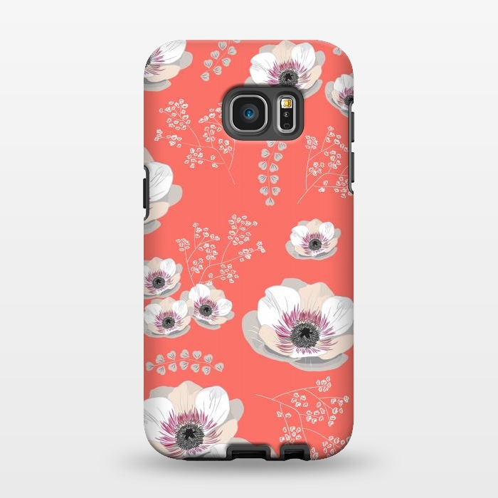Galaxy S7 EDGE StrongFit Anemones in Living Coral  by Anis Illustration