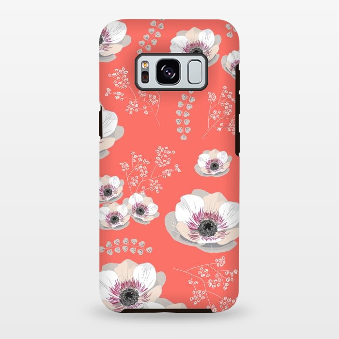 Galaxy S8 plus StrongFit Anemones in Living Coral  by Anis Illustration