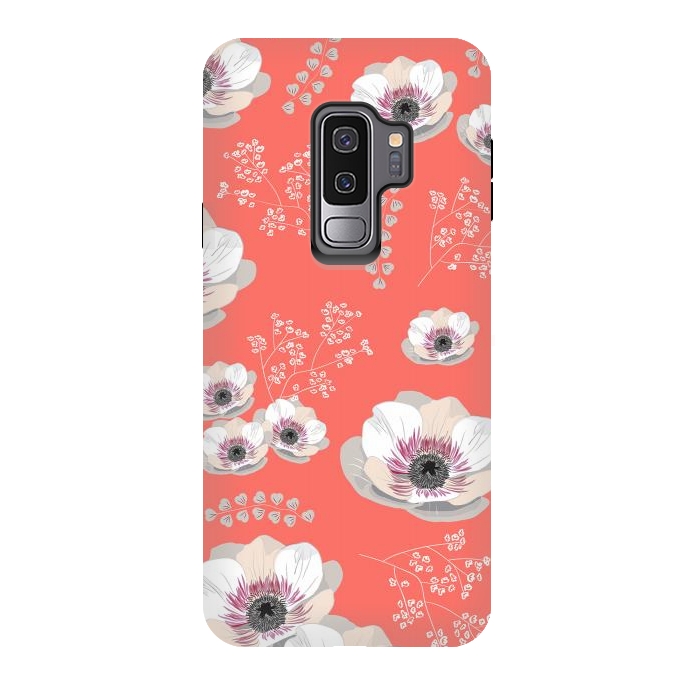Galaxy S9 plus StrongFit Anemones in Living Coral  by Anis Illustration