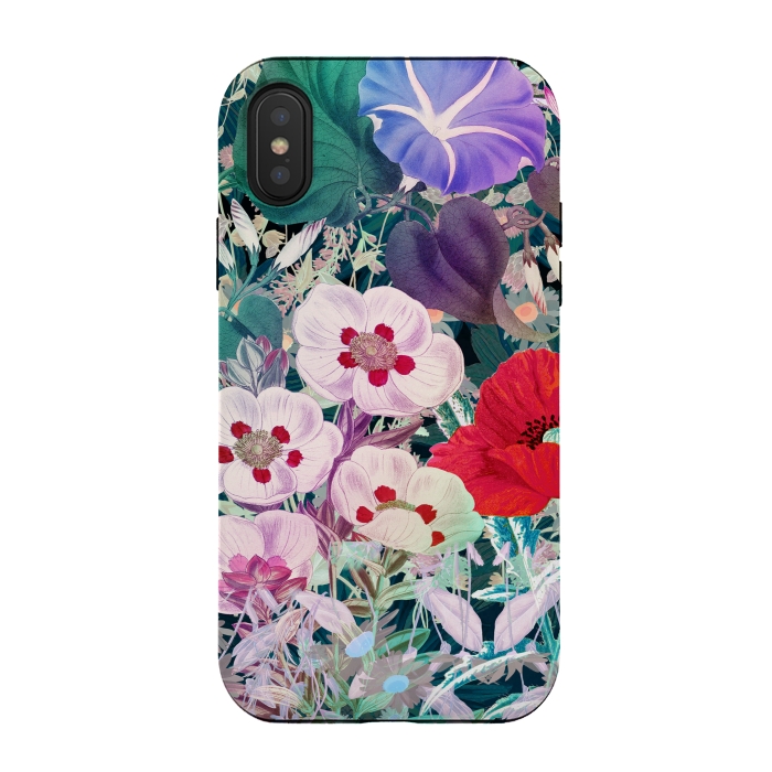 iPhone Xs / X StrongFit Rich colorful flowers - botanical illustration by Oana 