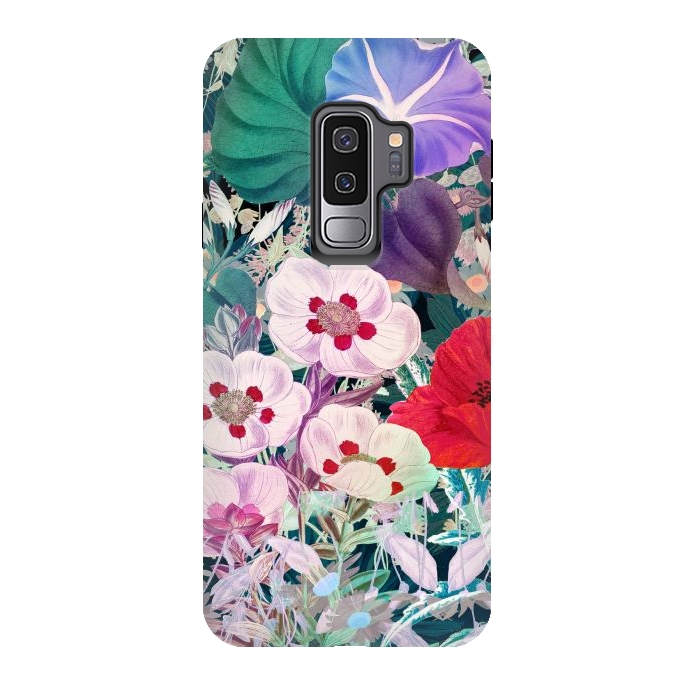 Galaxy S9 plus StrongFit Rich colorful flowers - botanical illustration by Oana 