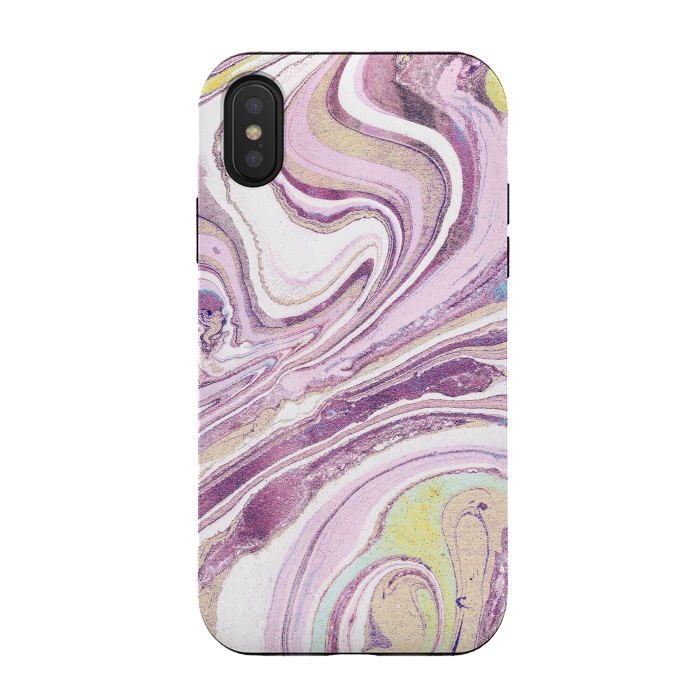 iPhone Xs / X StrongFit Dusty pink painted liquid marble by Oana 