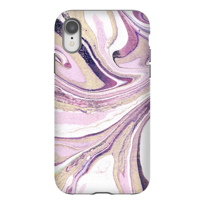 iPhone Xr StrongFit Dusty pastel pink marble stripes by Oana 
