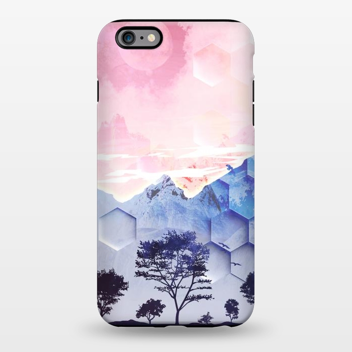 iPhone 6/6s plus StrongFit Utopic mountain landscape - pink blue by Oana 