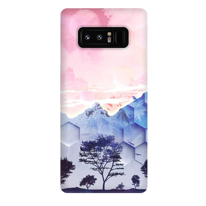Galaxy Note 8 StrongFit Utopic mountain landscape - pink blue by Oana 