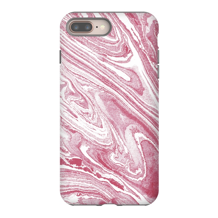 iPhone 7 plus StrongFit Pastel fuchsia pink and white marble lines by Oana 