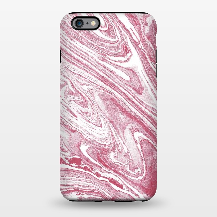 iPhone 6/6s plus StrongFit Pastel fuchsia pink and white marble lines by Oana 
