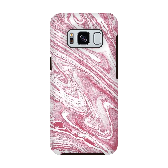 Galaxy S8 StrongFit Pastel fuchsia pink and white marble lines by Oana 
