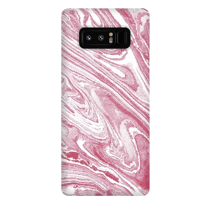 Galaxy Note 8 StrongFit Pastel fuchsia pink and white marble lines by Oana 