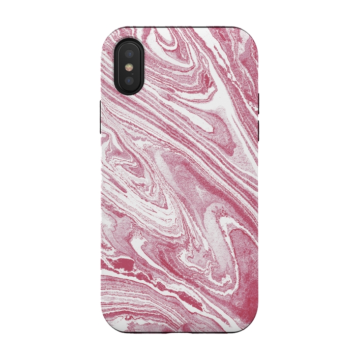 iPhone Xs / X StrongFit Pastel fuchsia pink and white marble lines by Oana 