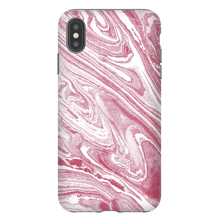 iPhone Xs Max StrongFit Pastel fuchsia pink and white marble lines by Oana 