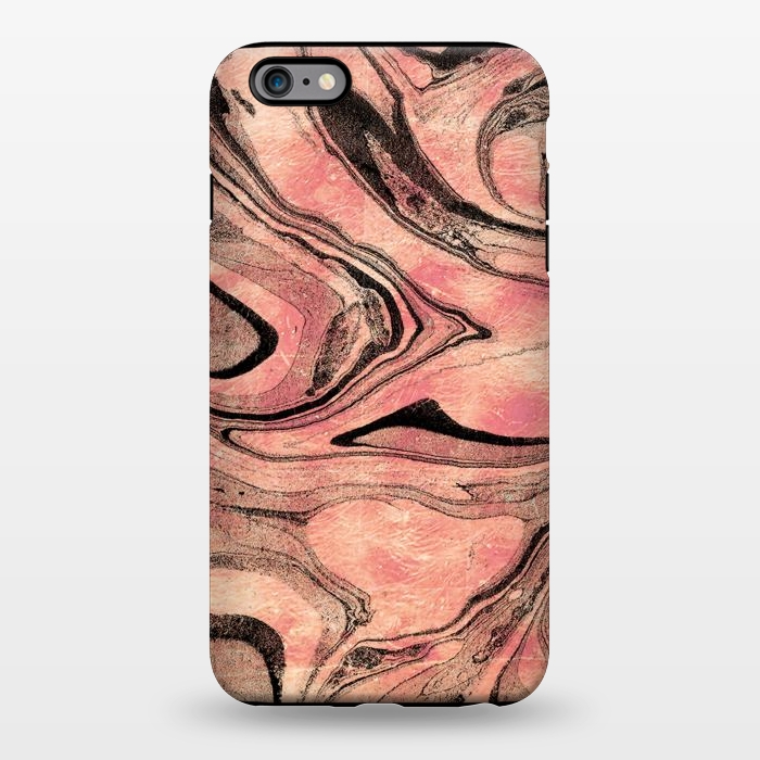 iPhone 6/6s plus StrongFit rose gold liquid marble with black lines by Oana 