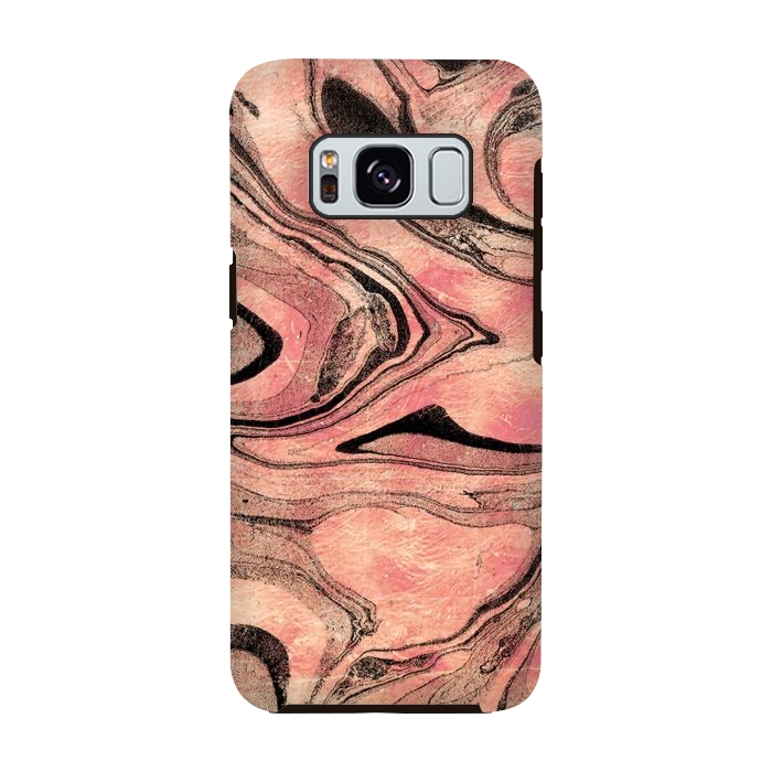Galaxy S8 StrongFit rose gold liquid marble with black lines by Oana 