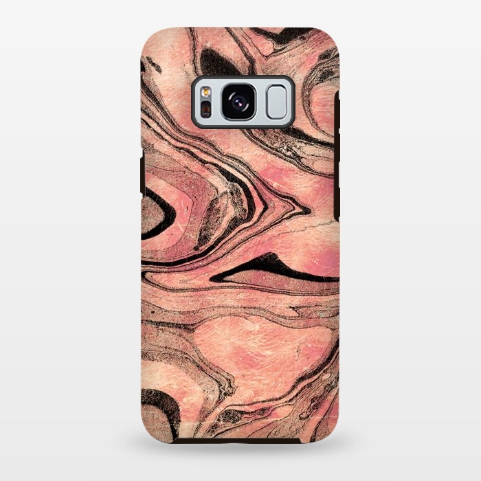 Galaxy S8 plus StrongFit rose gold liquid marble with black lines by Oana 