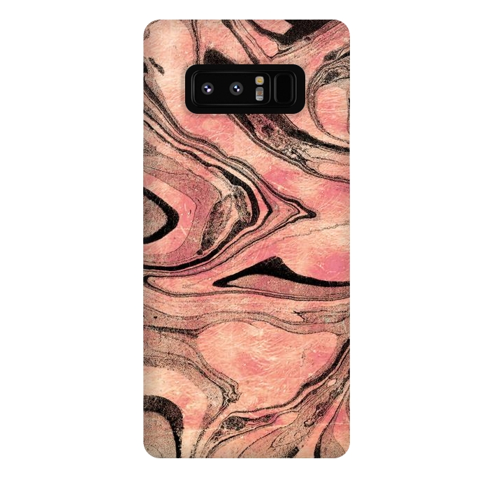 Galaxy Note 8 StrongFit rose gold liquid marble with black lines by Oana 