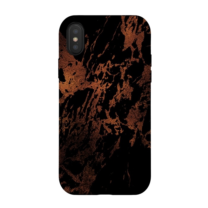 iPhone Xs / X StrongFit Black marble with copper veins by  Utart
