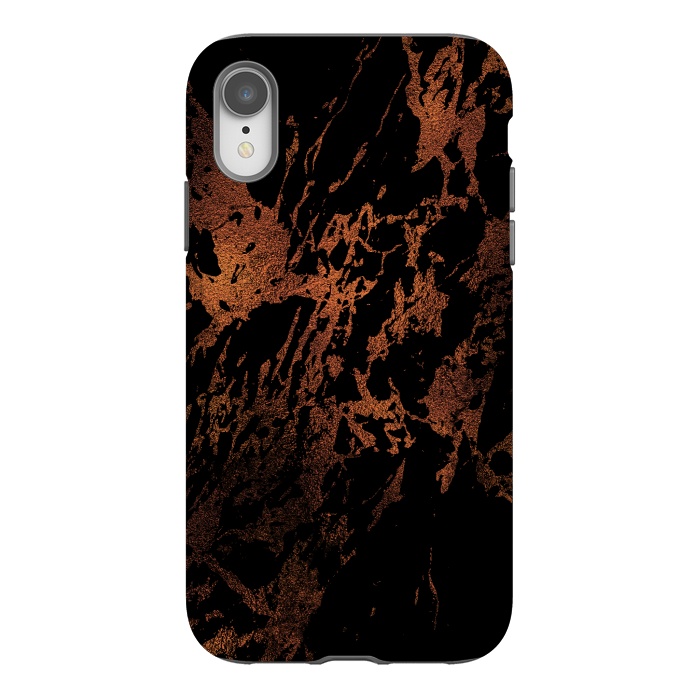 iPhone Xr StrongFit Black marble with copper veins by  Utart