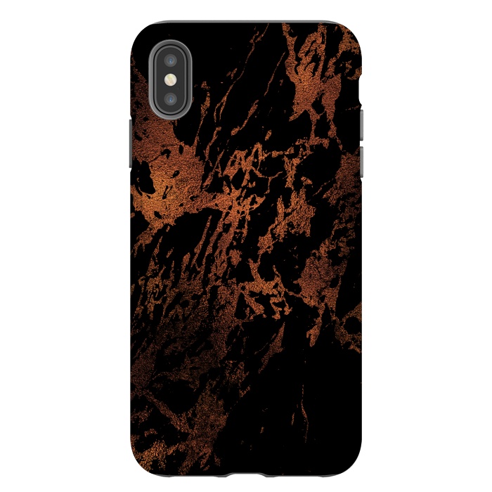 iPhone Xs Max StrongFit Black marble with copper veins by  Utart