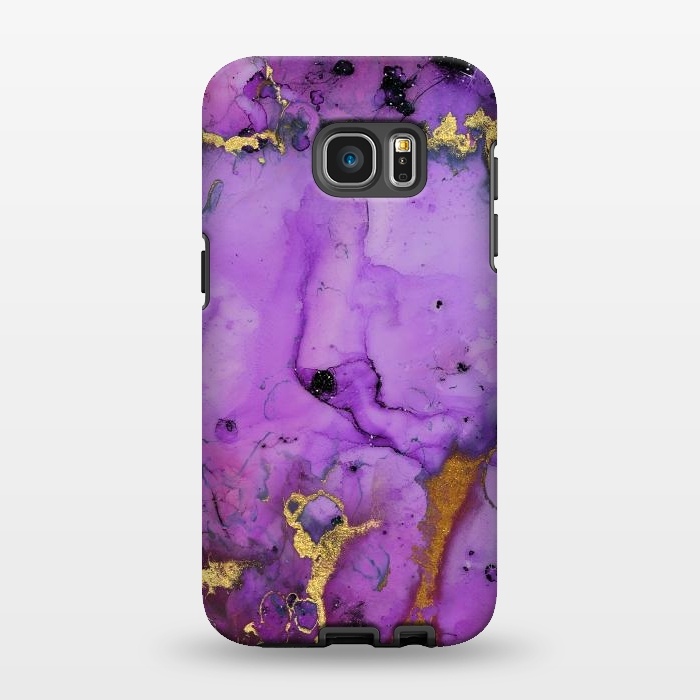 Galaxy S7 EDGE StrongFit Purple Marble with Gold and black glitter veins by  Utart