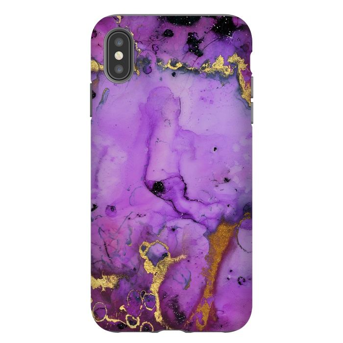 iPhone Xs Max StrongFit Purple Marble with Gold and black glitter veins by  Utart