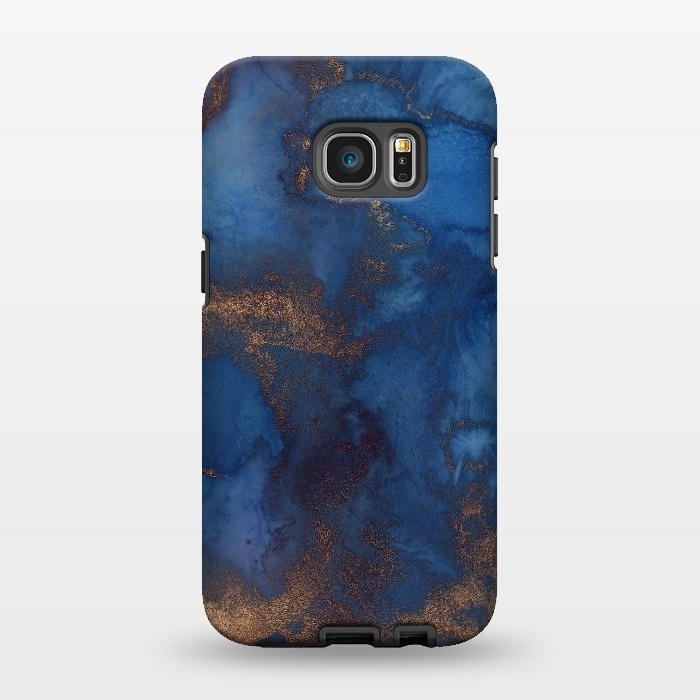Galaxy S7 EDGE StrongFit Dark ocean blue marble and copper veins by  Utart