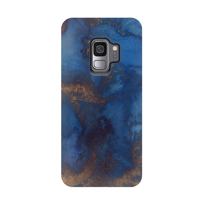 Galaxy S9 StrongFit Dark ocean blue marble and copper veins by  Utart