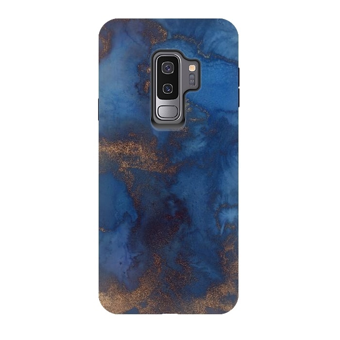 Galaxy S9 plus StrongFit Dark ocean blue marble and copper veins by  Utart