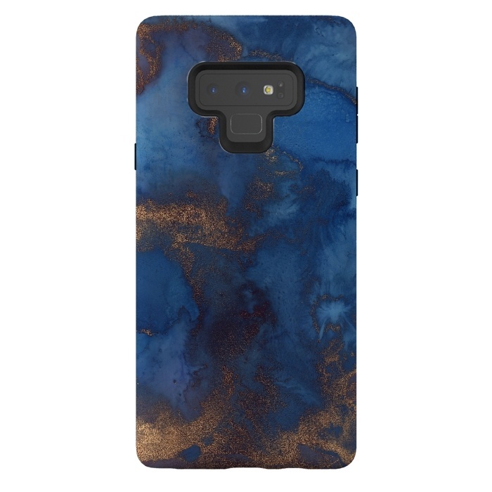 Galaxy Note 9 StrongFit Dark ocean blue marble and copper veins by  Utart