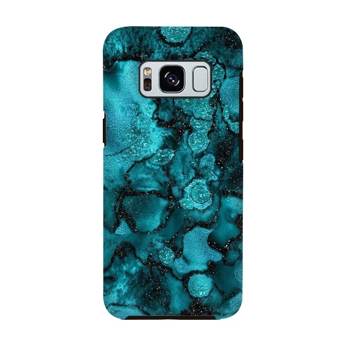 Galaxy S8 StrongFit Indigo and Ocean Green Marble with Black Glitter veins by  Utart