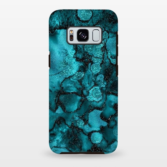 Galaxy S8 plus StrongFit Indigo and Ocean Green Marble with Black Glitter veins by  Utart
