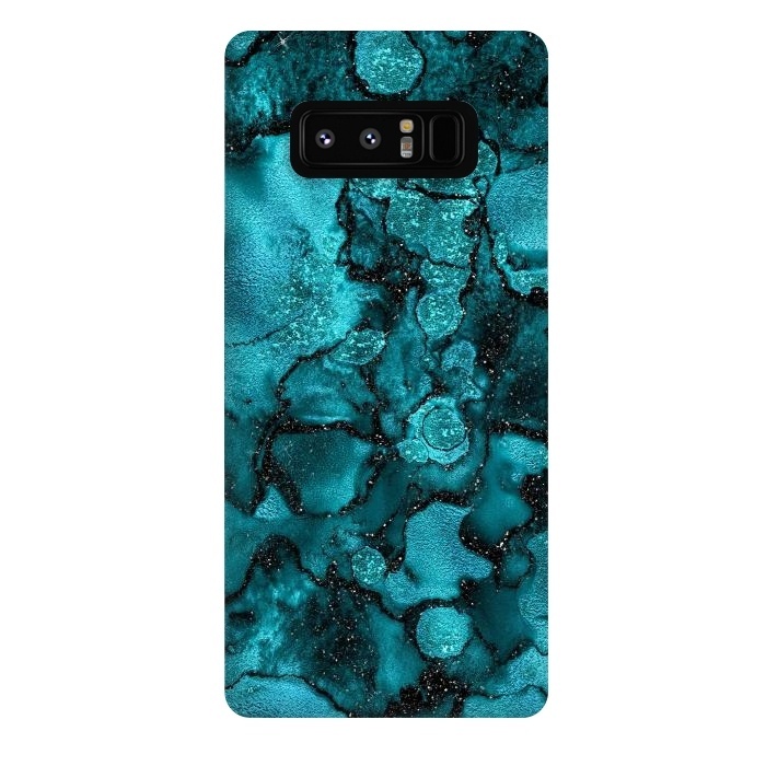 Galaxy Note 8 StrongFit Indigo and Ocean Green Marble with Black Glitter veins by  Utart