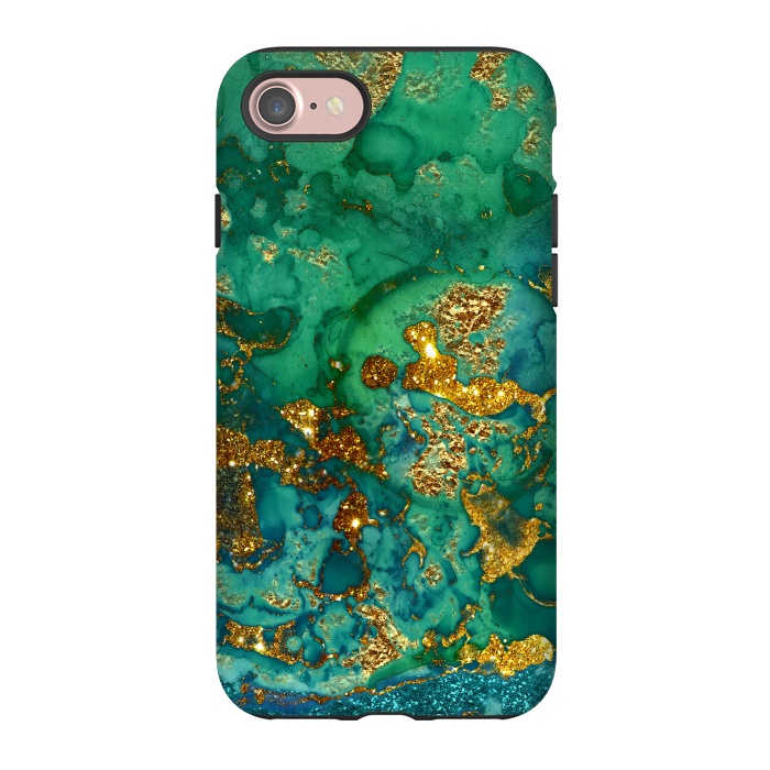 iPhone 7 StrongFit Green Summer Marble with Gold Veins by  Utart