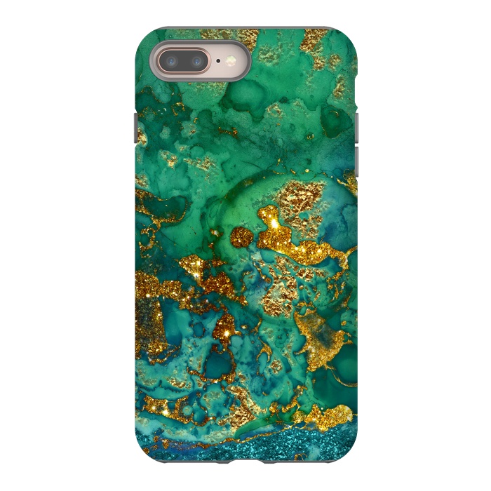 iPhone 7 plus StrongFit Green Summer Marble with Gold Veins by  Utart