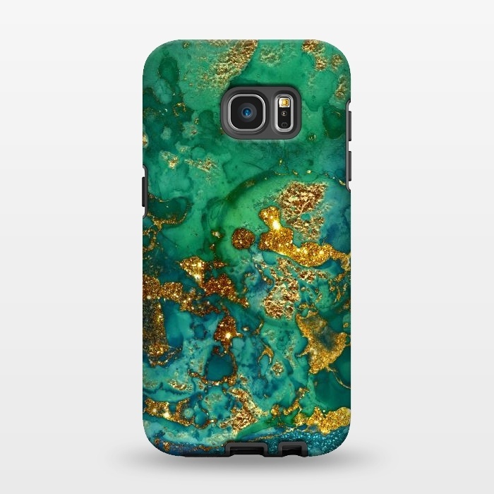 Galaxy S7 EDGE StrongFit Green Summer Marble with Gold Veins by  Utart