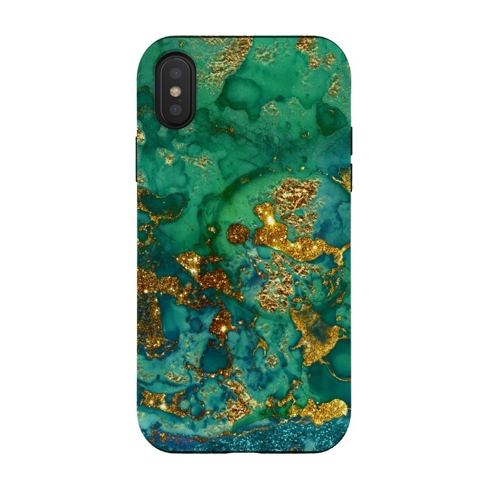 iPhone Xs / X StrongFit Green Summer Marble with Gold Veins by  Utart