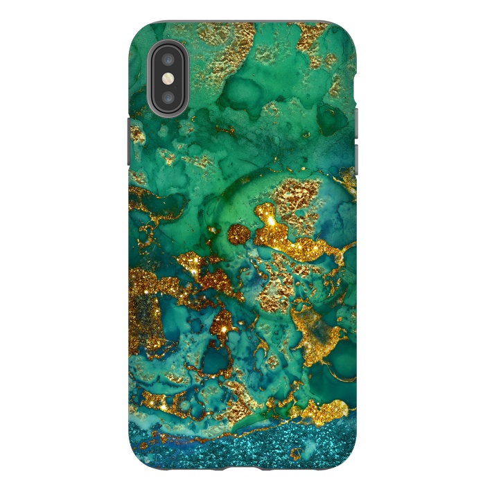 iPhone Xs Max StrongFit Green Summer Marble with Gold Veins by  Utart