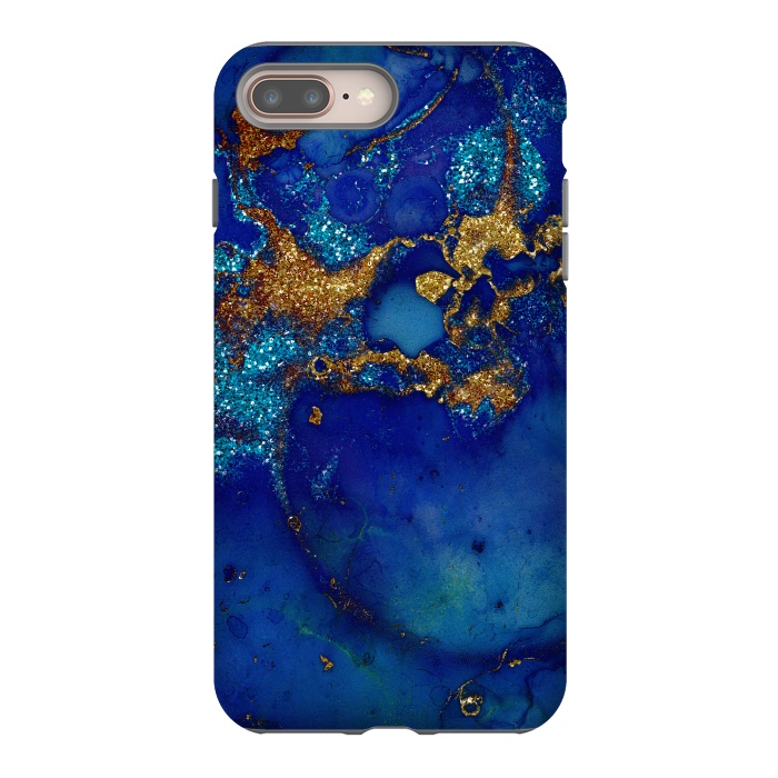 iPhone 7 plus StrongFit Ocean Blue and gold Marble  by  Utart